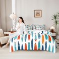 thumbnail image 4 of Castle Fairy Flat Striped Surfboard Full Size Bedding Sets 7 Pieces,Dotted Surf Board Tile Print Full Size Bed in a Bag,Orange Navy,Reversible, 4 of 7