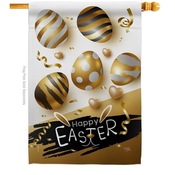 Breeze Decor H103078-BO Golden Eggs Party Springtime Easter Double-Sided Garden Decorative House Flag, Multi Color