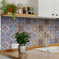 thumbnail image 2 of Mi Alma Red Brown Spanish Peel & Stick Vinyl Backsplash Tiles 5x5, 24 pcs, 2 of 11