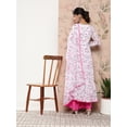 thumbnail image 5 of Janasya Indian Women's White Georgette Floral Printed Kurta with Flared Palazzo and Dupatta, 5 of 6