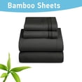 thumbnail image 2 of Comfylife Bamboo Derived Rayon Bed Sheet Set Deep Pockets, Moisture Wicking, No Fading, Softer Than Cotton - 4 Pieces- King Size, Black, 2 of 5