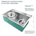 thumbnail image 4 of Transolid KKM-DTSS322210-ML2 Diamond 32-in L x 22-in W Single Bowl Dual-Mount Kitchen Sink and Accessories Kit with 2 Pre-Drilled Holes in Stainless Steel, 4 of 12