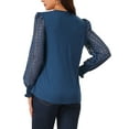 thumbnail image 3 of INSPIRE CHIC Women's Lace V Neck Long Sleeve Simple Casual Tops Fall Winter Fashion T Shirt, 3 of 4