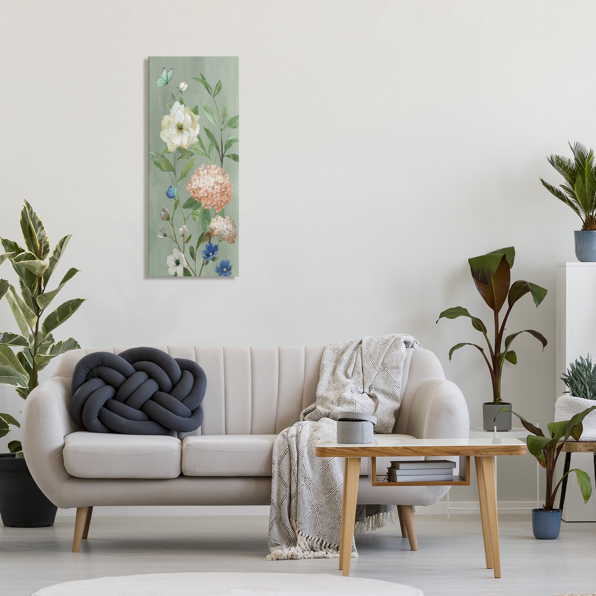 Stupell Industries Mint Floral Cluster & Butterfly Canvas Wall Art, design by Nan