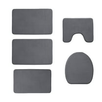 CASAFUN Thick Memory Foam Bath Mat Set 5 Pc Super Absorbent Quick Dry Non-Slip Toilet Seat Mat Shower Rug Bathroom Carpet Machine Washable for Bathroom,Kitchen,Living Room,Tub and Shower