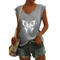 thumbnail image 2 of Camisetas sin mangas con cuello en V de verano para mujer, camisetas de manga corta con estampado de mariposa Retro OAVQHLG3B Store lin121212, 2 of 5