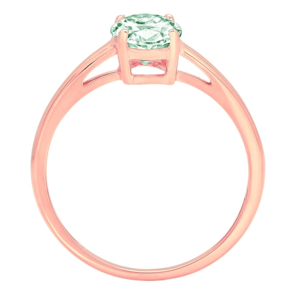 1 ct Oval Cut Simulated Green Diamond Solitaire Engagement Ring for Women in 18K Rose Gold