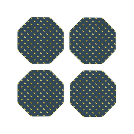 

KLL Drink Coasters Set Octagon of 4 PU Leather Absorbent Coasters Set Decorative Coffee Cup Coasters Housewarming Gift for Home Decor-Cartoon Ducks