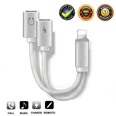 2-in-1 Lightning Splitter Adapter for iPhone XS/ XS Max/XR/X/8/8 Plus/7/7 Plus. Compatible IOS 10 or Later, Double lightning ports for dual Lightning Headphone Audio & Charge