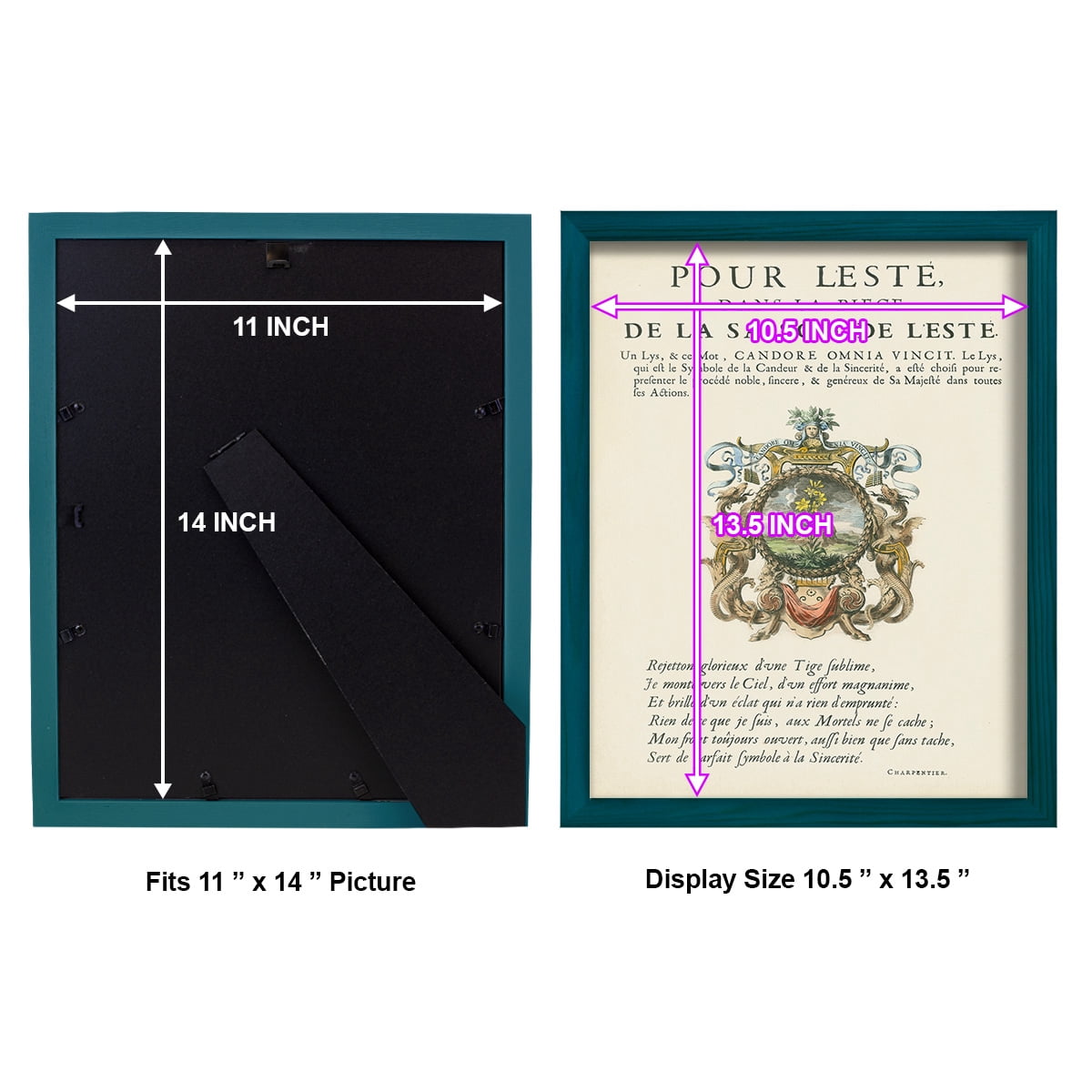 Printed Embellished Bookplate VI - Framed Print w/glass - Ocean Blue