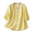 thumbnail image 2 of Soki Womens Summer Clothes Crew neck Loose Casual Short Sleeves Round-Neck Solid Color Loose Tops, 2 of 4