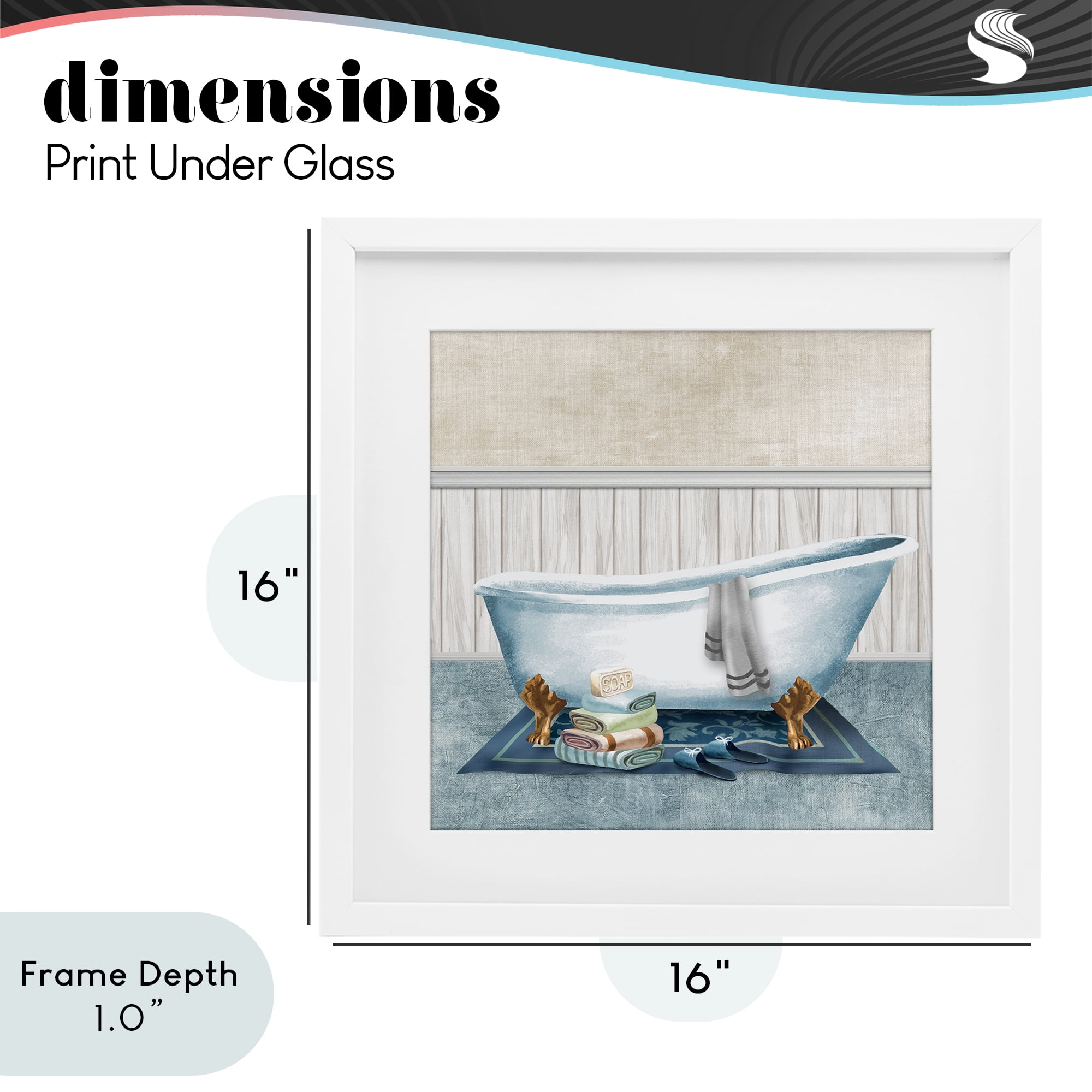 Stupell Industries Cozy Clawfoot Bathtub Spa White Framed Print Under Glass, design by Conrad Knutsen
