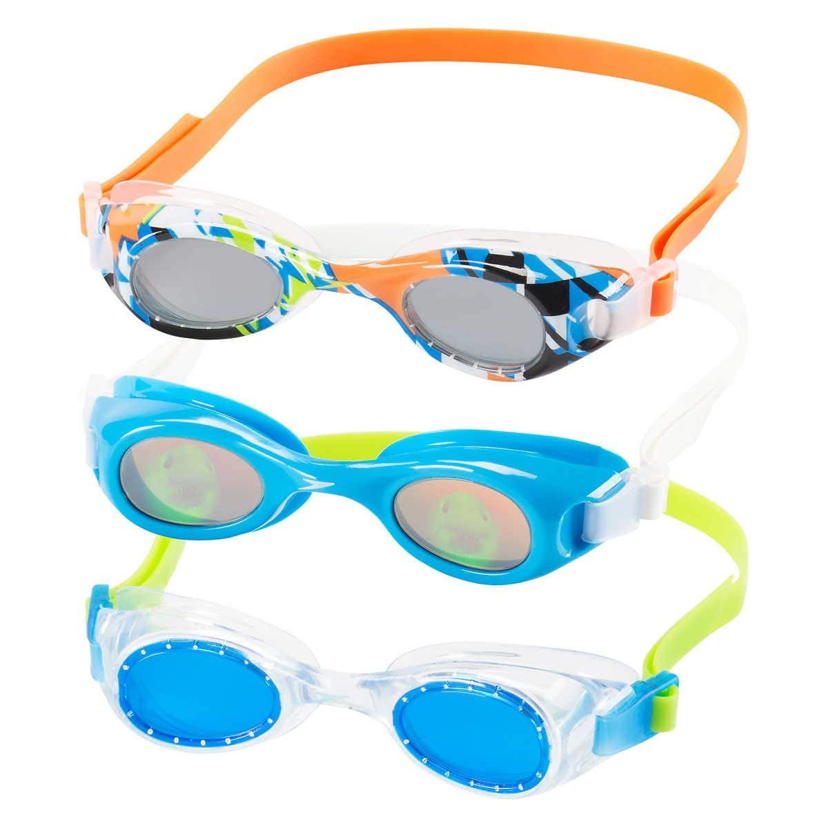 Speedo Kids Swim Goggles Sunglass Style Fun Prints Comfy Bungee 3pc Set for sale online 