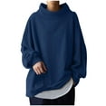 thumbnail image 1 of Timegard Plus Size Tops for Women High Neck Drop Shoulder Puff Long Sleeve Comfy Pullover Fall Fashion, 1 of 5