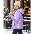 thumbnail image 4 of Lanbubble Girls Shiny Puffer Jacket Hooded Winter Coat Warm Outerwear for Kids 7-14Y, 4 of 8
