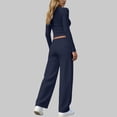 thumbnail image 6 of JGGSPWM 2 Piece Sets for Women Summer 2026 Spring Lounge Set Matching V Neck Tops Wide Leg Pants Travel Outfits Blue S, 6 of 8