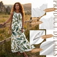 thumbnail image 7 of FOR U DESIGNS Green Leaf Print Linen-Style Couple Matching Outfits Men's Button Up Shirt and Women's Sleeveless Maxi Sundress with Pocket, 7 of 7