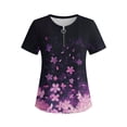 thumbnail image 6 of Erwazi Women's Short Sleeve Printed Blouse Zip V Neck Trendy Relax Fit Pullover Summer Casual Tops, 6 of 6