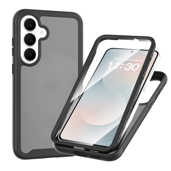for Samsung Galaxy S26 FE Case with Built-In Screen Protector Front Frame, Translucent PC Material Shockproof Lightweight Anti-Scratch 360° Full Protection Case for Samsung Galaxy S26 FE, Black