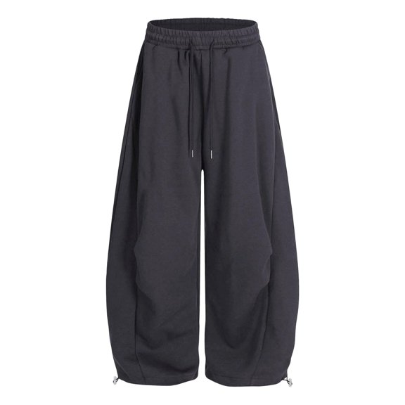 Girls Baggy Sweatpants Wide Leg Open Bottom Drawstring Athletic Track Pants School Barrel Leg Trousers with Pockets
