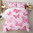 thumbnail image 2 of Erosebridal Chic Butterfly Bed Spread Queen for Girls, Pink Queen Coverlet Set, 3 Pieces 1 Quilt and 2 Pillowcases, 2 of 7