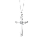 Cross Necklace Diamond Accents Sterling Silver