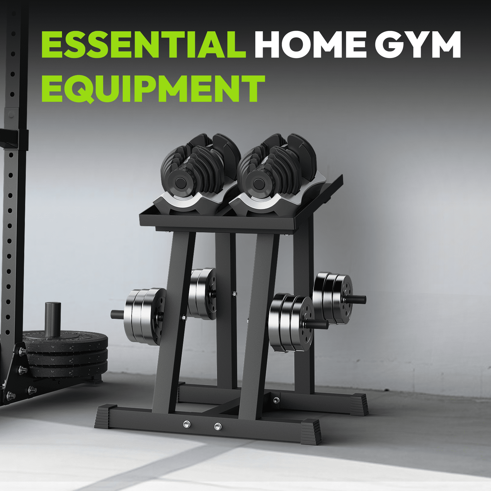 HANDBODE Adjustable Dumbbell Rack with Plate Storage, 500 lb Capacity, Space-Saving Storage Organizer for Classic Dumbbells, table for dumbbells, Heavy Duty Column Stand for Home Gym