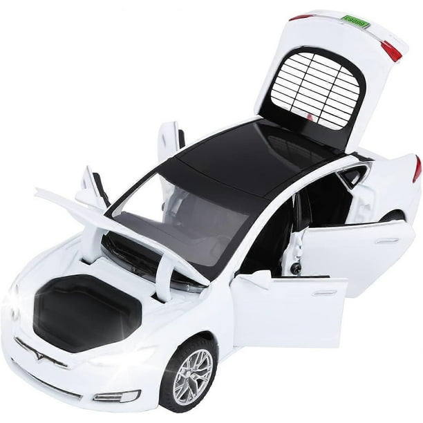 Toy Car S-Type Die-Cast Metal Model Car with Door Opening Lights and Sounds Pullback Car Toys for Boys and Girls Ages 3-12 (White)