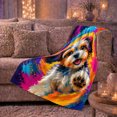 thumbnail image 6 of Colorful Yorkshire Terrier Pop Art Dog Portrait, Playful Pet Portrait Pattern, Warm Flannel Blanket for Living Room and Bedroom, Dog Lovers Just Because Gift, Pet Lover Home Decor, 6 of 9