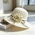 thumbnail image 2 of HuangHuanChen Sun Hat for Women Summer Straw Beach Hats Floppy Crochet Hat UV Protection Travel Bucket Hat Foldable Packable Sunshade Hat Fisherman Hat Beach Vacation Hat White One Size, 2 of 4