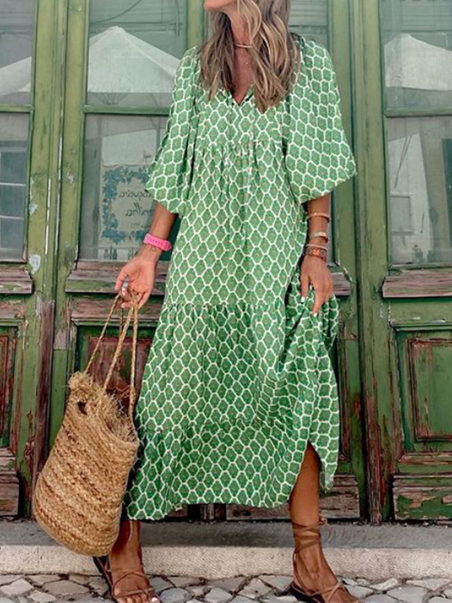VAOLA RESORTWER*レース付きボヘミアンドレス*Dress Boho Peyakidsaa Women's Summer Flowy Boho Floral Maxi Dress with