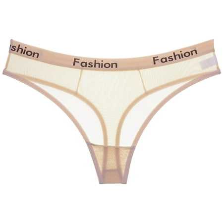 Xiaoxatg Sexy Panties for Women Ladies Sexy Transparent Net Panties Letters Printed Low Waist Seamless Women s Briefs Thong Glow in The Dark Lingerie