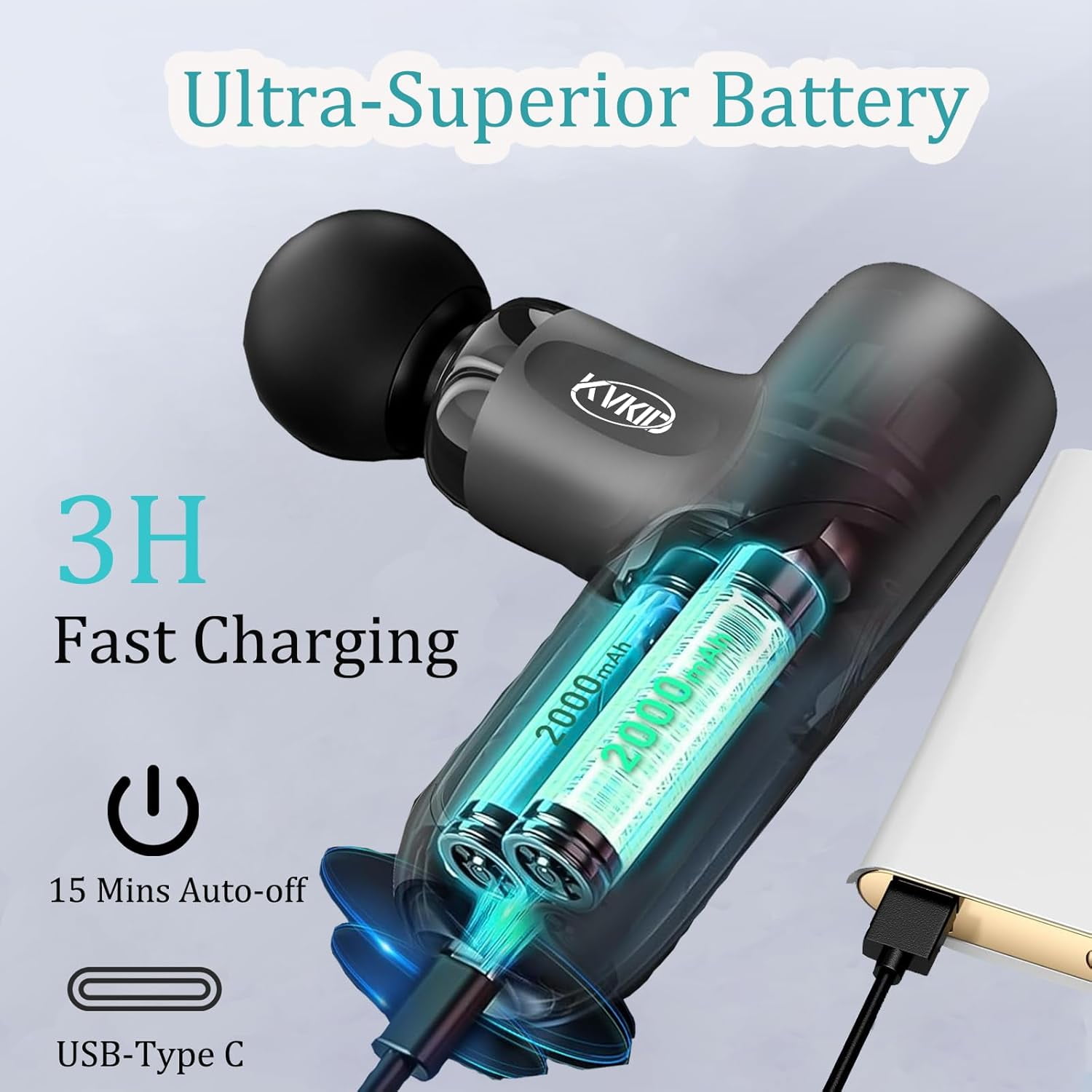 Mini Massager Gun Deep Tissue with 4 Attachments, Portable Muscle Massager for Back Body Sore Muscles Pain Relief Rechargeable Small Massage Gun for Office Home Athletes