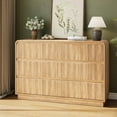 thumbnail image 5 of Akaber 6 Drawer Dresser for Bedroom, Fluted Tall Dresser 48" Wide Handleless Chest of Drawers with Rounded Corners, Modern Wood Dresser, Organizer Storage, Natural Oak, 5 of 9