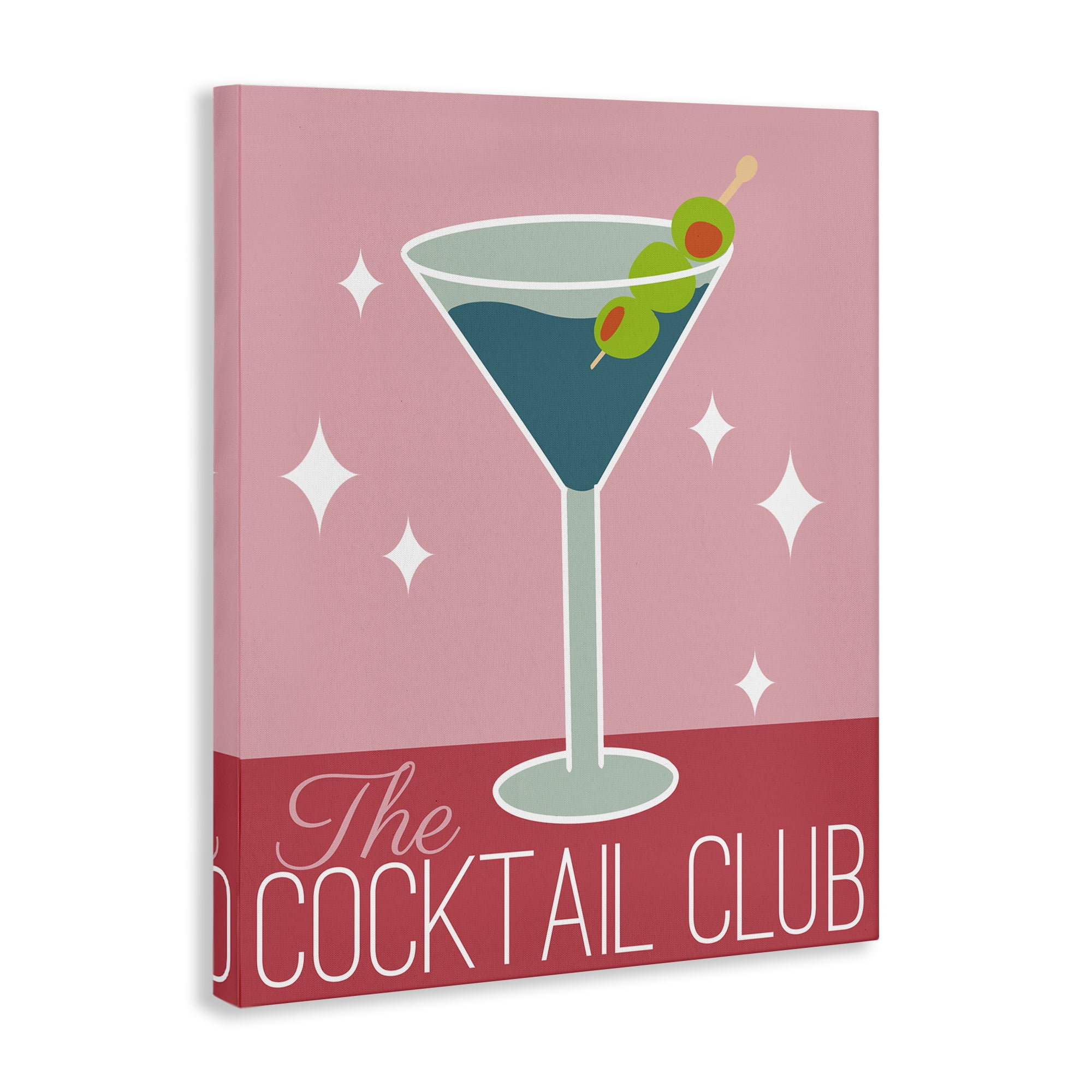Stupell Industries Cocktail Club Typography Food & Beverage Painting Wrapped Canvas Art Print Wall Art, 30 x 40