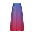 thumbnail image 6 of LIBRCLO Skirts for Women Maxi Length Gradient Printed Elastic Waistband Pleated Skirts with Pocket Summer Casual Clothes, 6 of 6