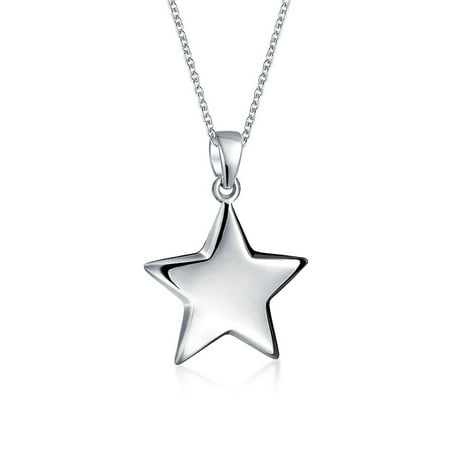 Divine Rock Pendant - Engravable Patriotic Star Dangling Lucky Rock Star Pendant Necklace For Women For Teen 925 Sterling Silver