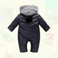 thumbnail image 3 of Baby Down Jacket Snow Zipped Jumpsuit Pompom Hooded Newborn Boys Girls Snowsuit, 3 of 8