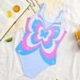 thumbnail image 4 of lnmuld Girls' One Piece Swimsuit - Light Blue Pink Print U-Neck Tank Bathing Suit Size:8-9 Years, 4 of 5