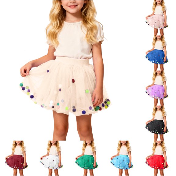 Rhuody Toddler Girls Dresses Empire Waist A Line Tutu Skirts Cartoon Graphic Dance Dresses For Practice And Performances Durable Wear 1-2 Years Beige