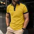 thumbnail image 2 of Huresd Men's Short Sleeve Polo Shirts Casual Slim Fit Fashion Cotton Shirt Gold M, 2 of 5