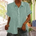 thumbnail image 3 of Fesfesfes Women's T-Shirts Fashion Woman Causal Button Blouse Short Sleeve T-Shirt Summer Tops Workout Tops for Women Short Sleeve 8(L), 3 of 7
