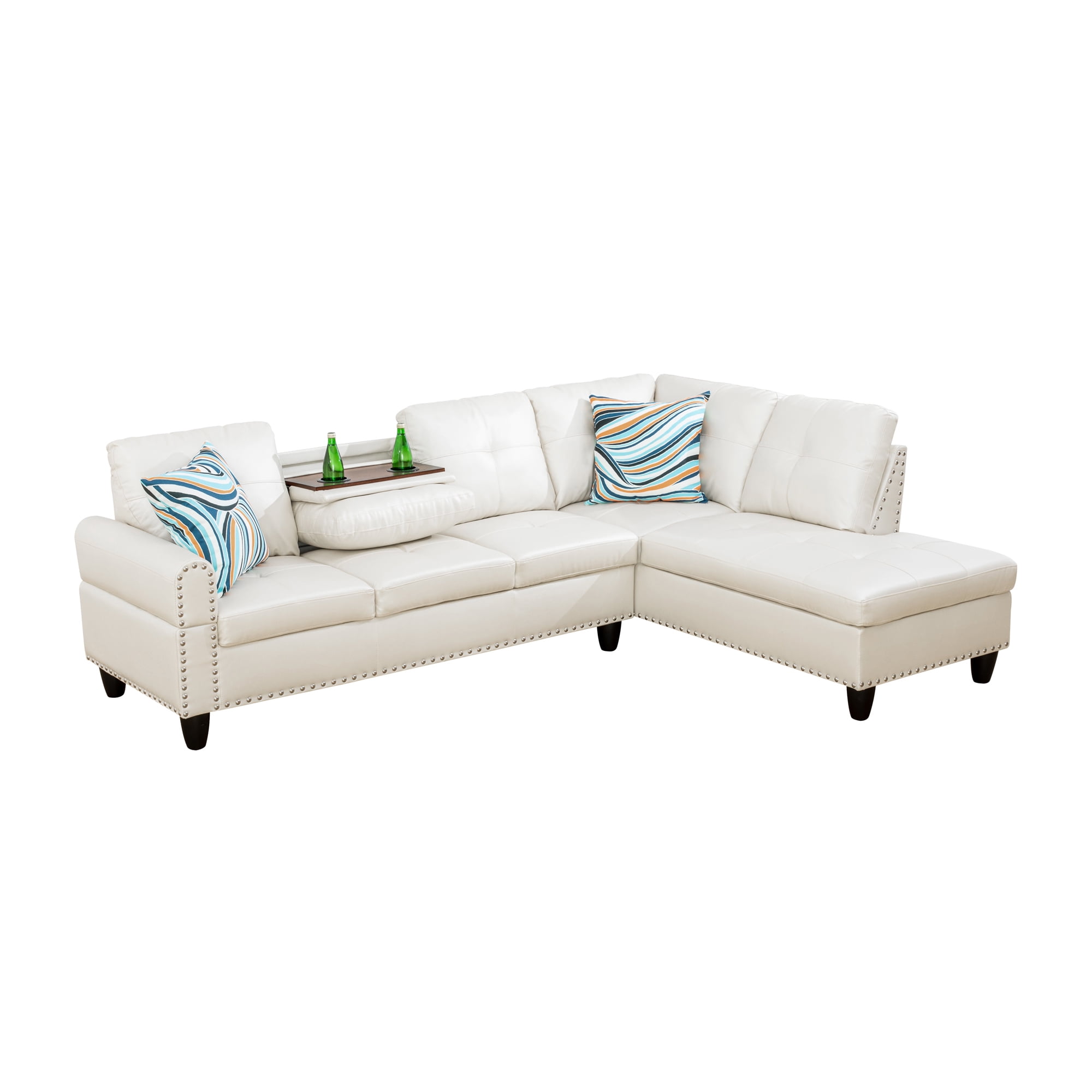 4-seater L-shaped sofawith 90° Swivel Cup Holders, apartment, living room, and office sofa(Includes 2 Pillows)