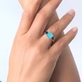 thumbnail image 5 of Gem Stone King 18K Yellow Gold Plated Silver Green Turquoise and Blue Created Sapphire 3 Stone Engagement Ring for Women (3.20 Cttw, Gemstone, Cushion 8MM, Size 5), 5 of 5