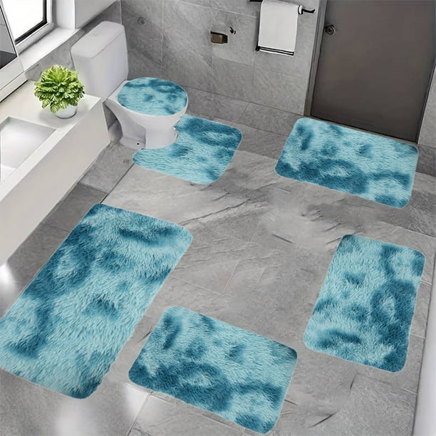 6 Set Mixed Color Whole Room Bath Mats - Velvet Fleece Soft Water-Absorbent Nonslip Thick Washable Bath Rugs for Bathroom 15.7-31.5in