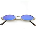 thumbnail image 1 of Extreme Small Oval Sunglasses Color Mirrored Flat Lens 51mm (Gold / Blue Mirror), 1 of 4