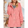 thumbnail image 4 of Warm Fleece Jackets for Women, Fuzzy Hooded Casual Coats Cardigan Sweaters Outerwear with Pockets Pink XL, 4 of 8