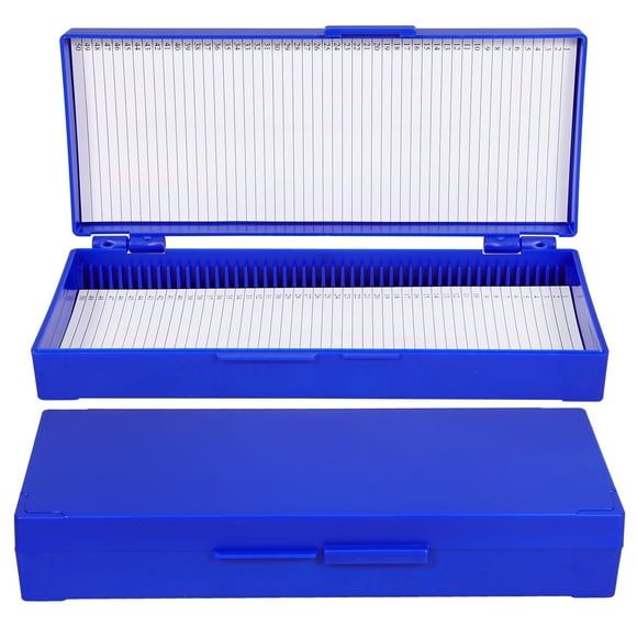 KAKOWELY 2Pcs Slide Cases Packing 50 Slides Pathological Boxes Opening Slide Mailers for Supplies (Dark Blue),7.87"X3.15"X1.18"