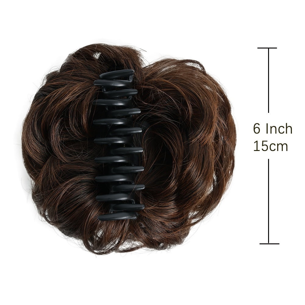 Messy Bun Hair Piece Curly Wavy Claw Clip Synthetic Fake Buns Hair Extensions for Women Daily Wear