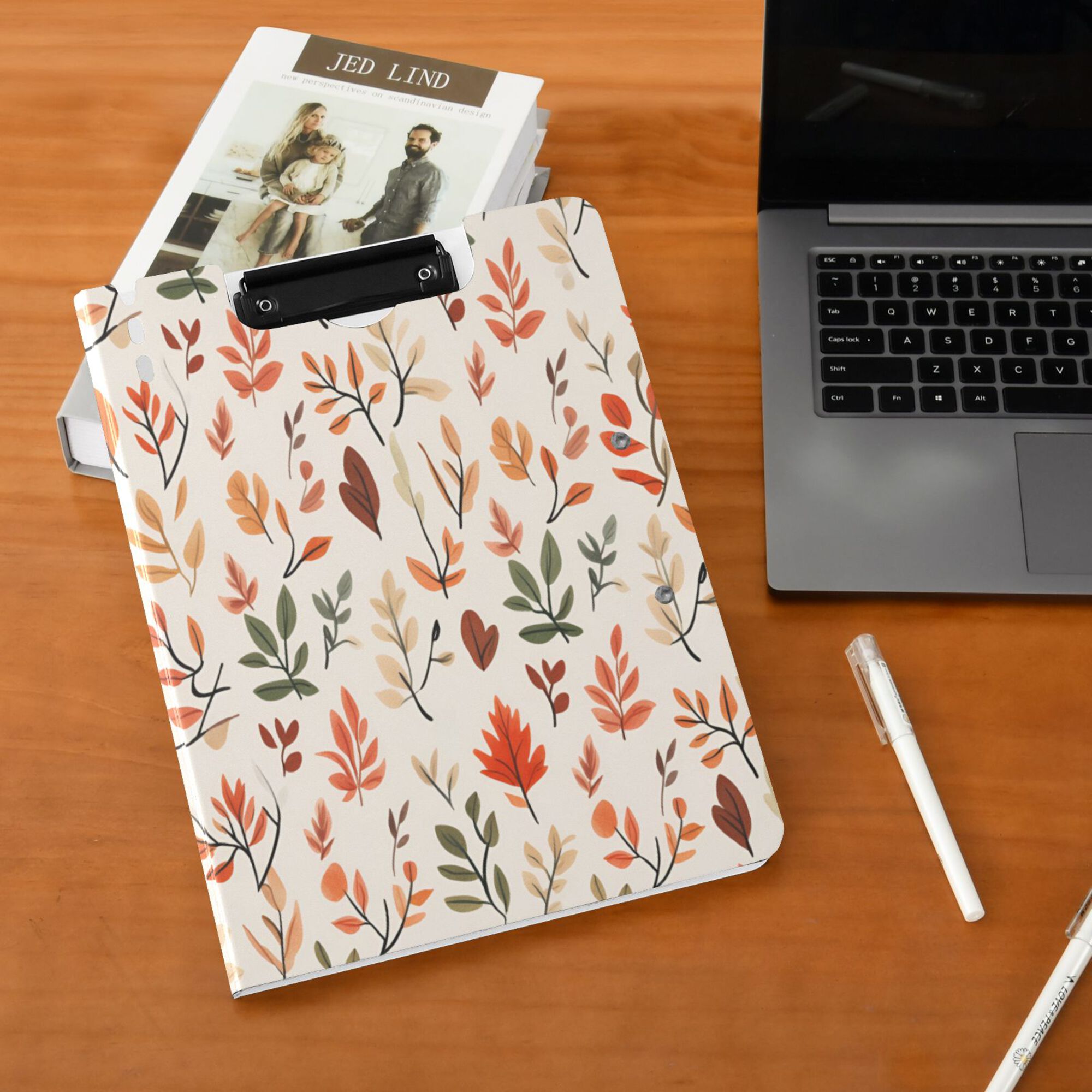 FORMRS A4 Clipboard Folder with Pen Holder Horizontal Foldable School Office Binder, Autumn Leaves